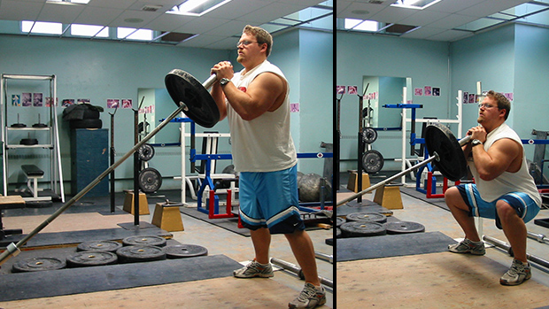 heels elevated goblet squat